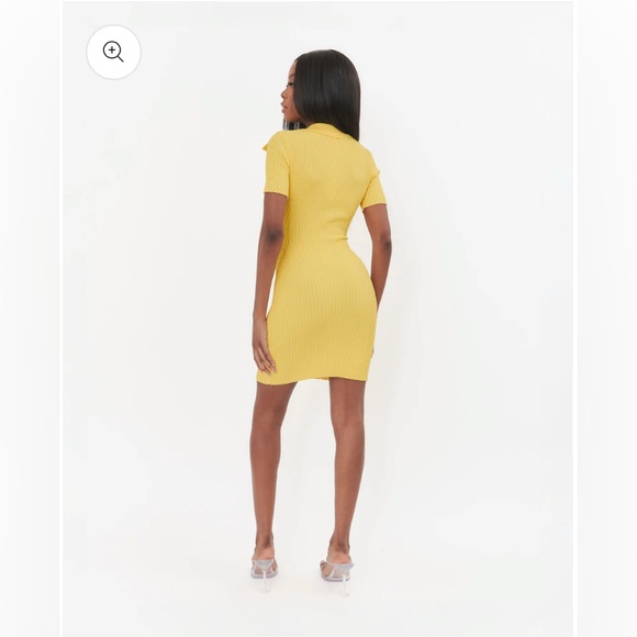 Yellow Ribbed Button-Up Dress - Picture 3 of 4